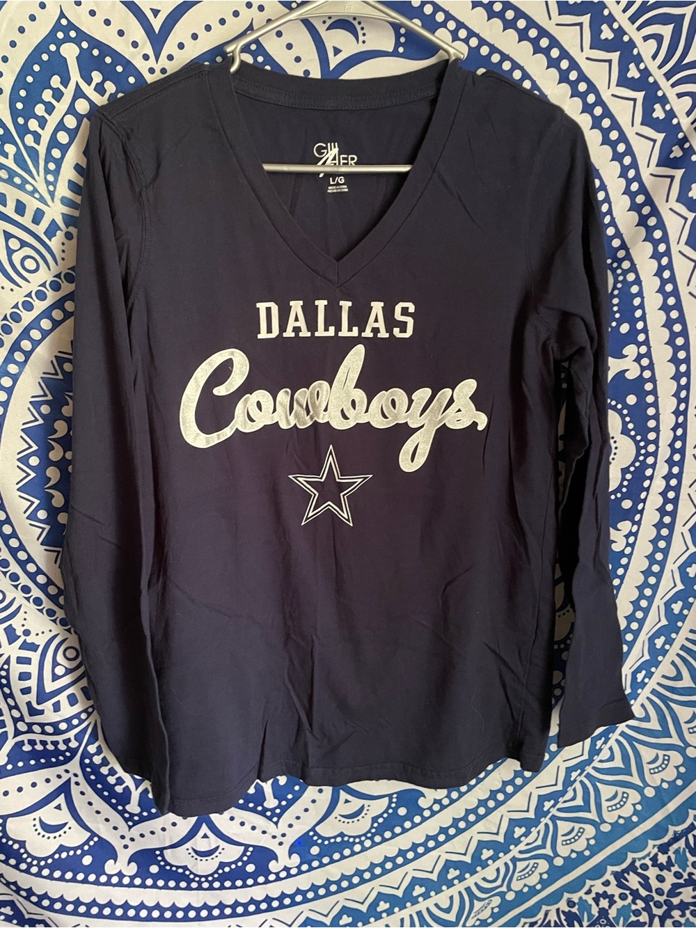 NFL Cowboys  Navy Graphic Logo Long Sleeve Tee